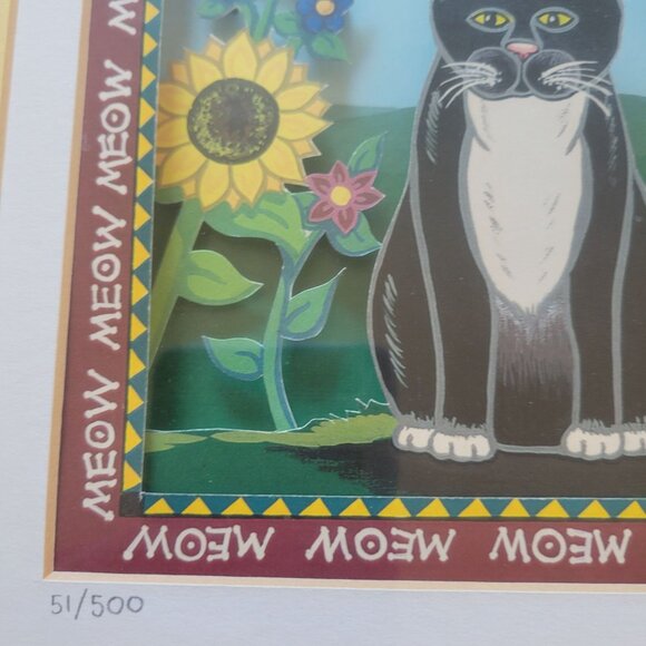 Michele Miesner Limited Edition Cat Print 51/500 Framed Art With Sunflowers & Me - Picture 3 of 7